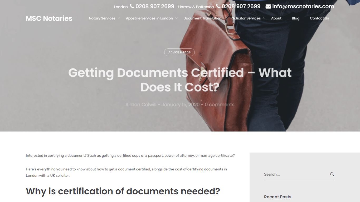 Getting Documents Certified - What Does It Cost? - MSC Notaries